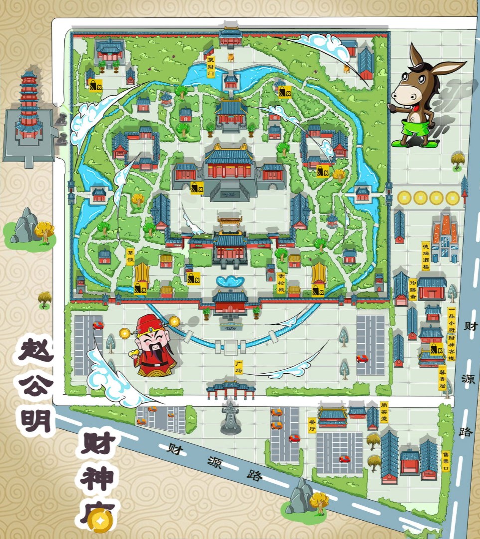 广灵寺庙类手绘地图
